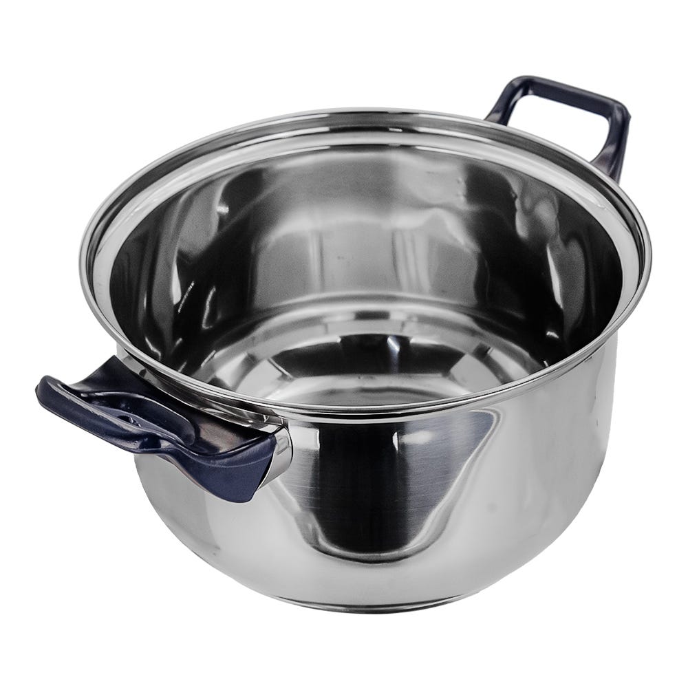 Cacerola de acero inoxidable con tapa de vidrio 2 litros azul A02 Qualité