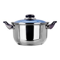 Cacerola de acero inoxidable con tapa de vidrio 2 litros azul A02 Qualité