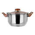 Cacerola de acero inoxidable con tapa de vidrio 2 litros marrón A02 Qualité