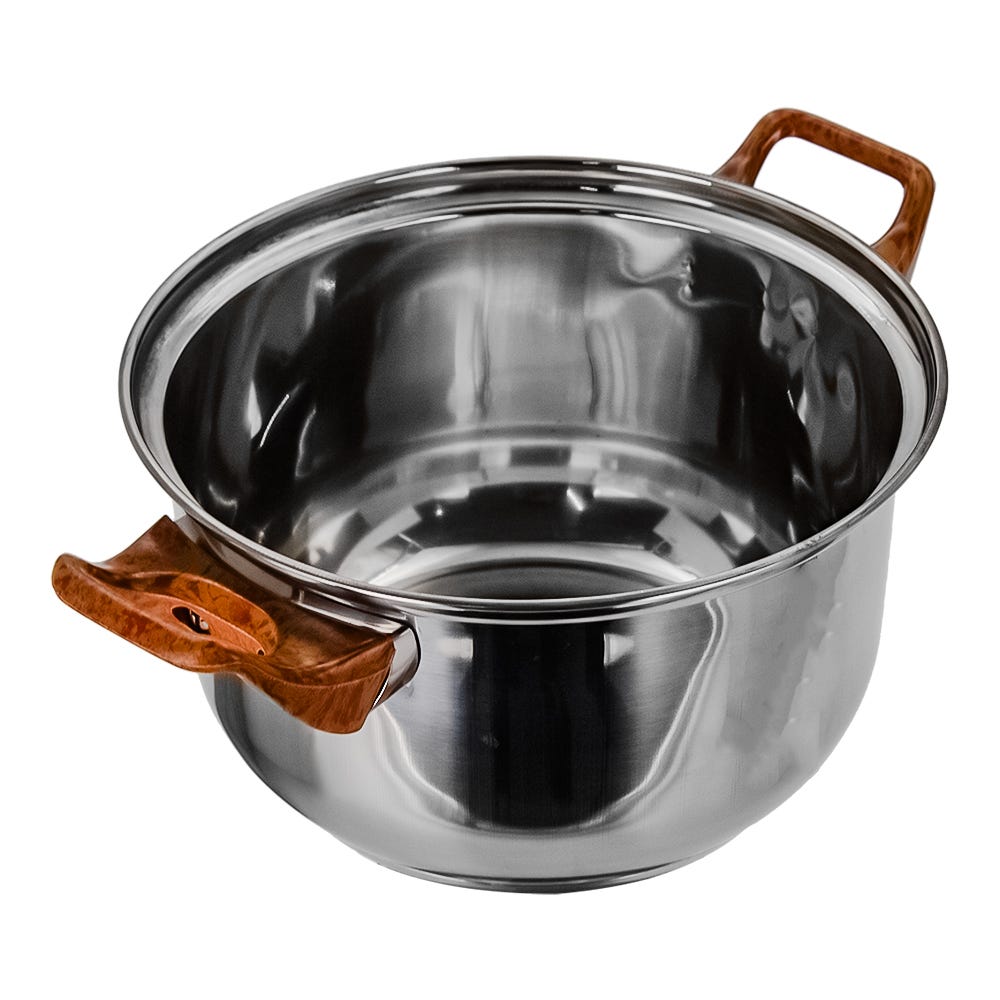 Cacerola de acero inoxidable con tapa de vidrio 2 litros marrón A02 Qualité