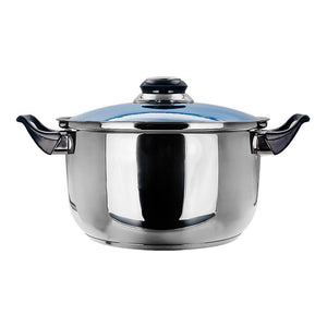 Cacerola de acero inoxidable con tapa de vidrio 2.9 litros azul A03 Qualité