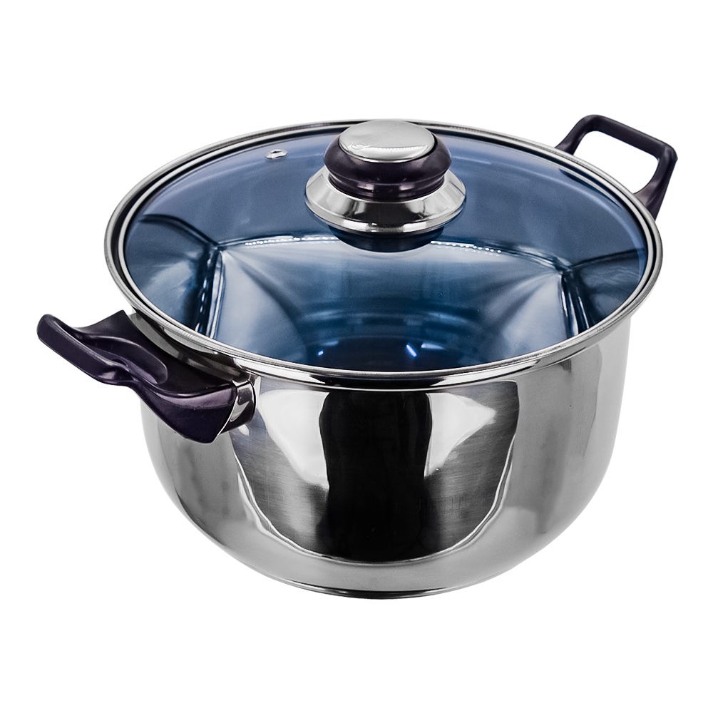 Cacerola de acero inoxidable con tapa de vidrio 2.9 litros azul A03 Qualité