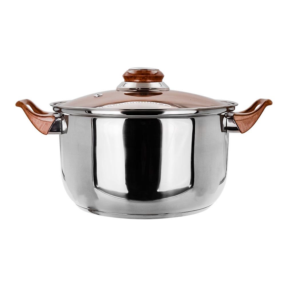Cacerola de acero inoxidable con tapa de vidrio 2.9 litros marrón A03 Qualité