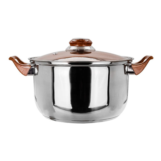 Cacerola de acero inoxidable con tapa de vidrio 2.9 litros marrón A03 Qualité