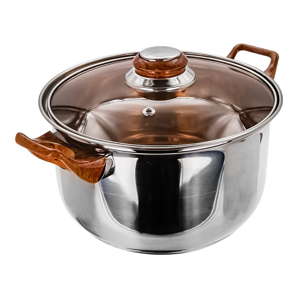Cacerola de acero inoxidable con tapa de vidrio 2.9 litros marrón A03 Qualité