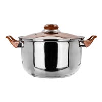 Cacerola de acero inoxidable con tapa de vidrio 2.9 litros marrón A03 Qualité