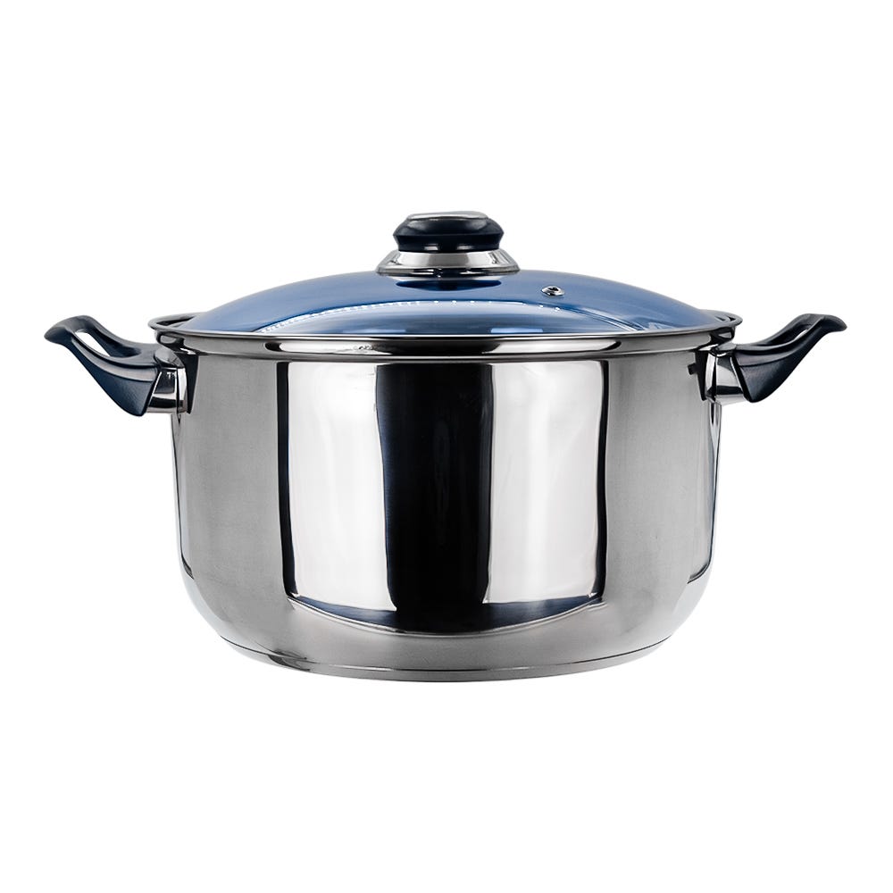 Cacerola de acero inoxidable con tapa de vidrio 5.100 litros azul A04 Qualité