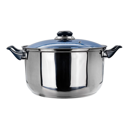 Cacerola de acero inoxidable con tapa de vidrio 5.100 litros azul A04 Qualité