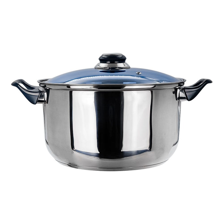 Cacerola de acero inoxidable con tapa de vidrio 5.100 litros azul A04 Qualité