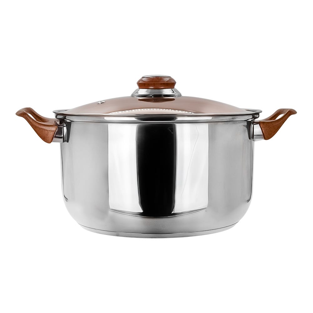 Cacerola de acero inoxidable con tapa de vidrio 5.100 litros marrón A04 Qualité