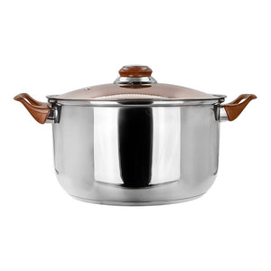 Cacerola de acero inoxidable con tapa de vidrio 5.100 litros marrón A04 Qualité