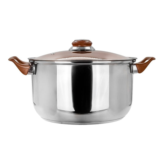 Cacerola de acero inoxidable con tapa de vidrio 5.100 litros marrón A04 Qualité