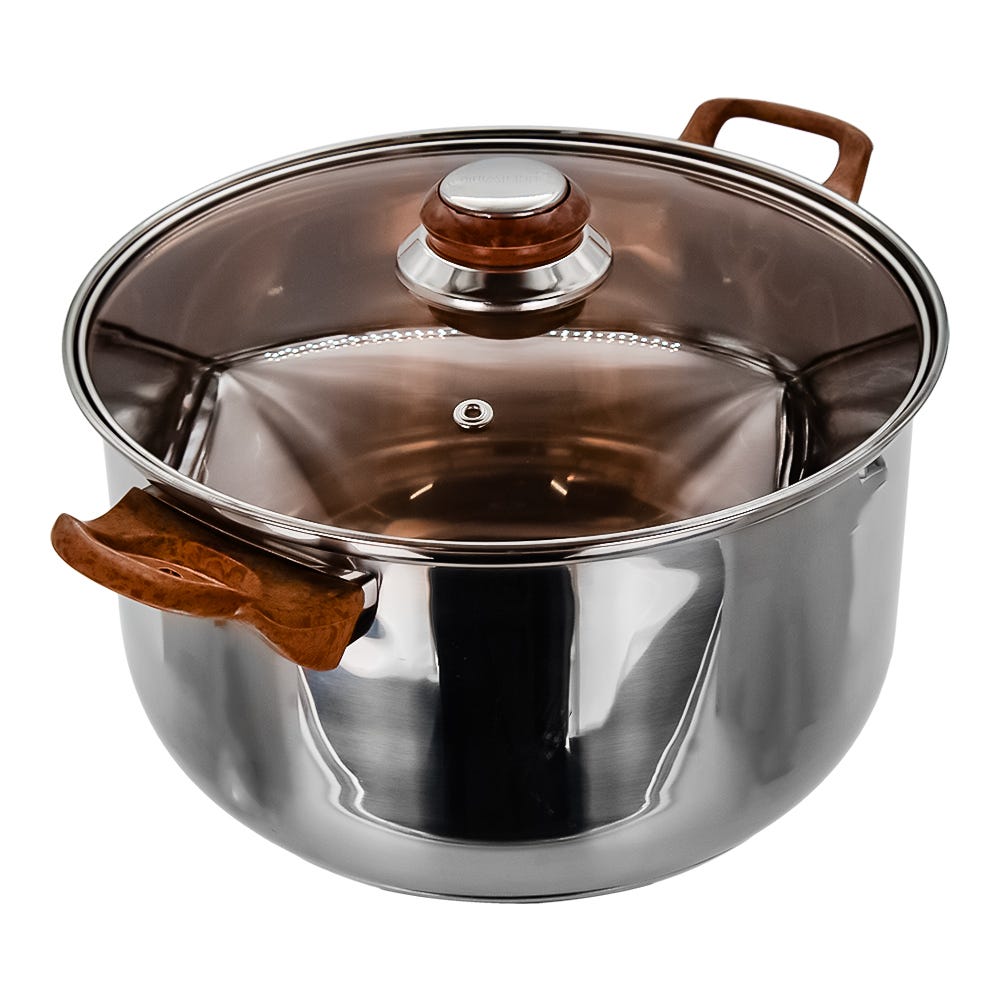 Cacerola de acero inoxidable con tapa de vidrio 5.100 litros marrón A04 Qualité