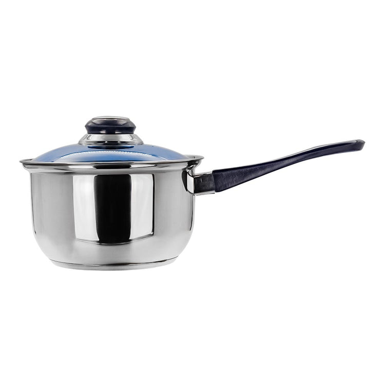Hervidor de leche de acero inoxidable con tapa de vidrio 1.5 litros azul A05 Qualité