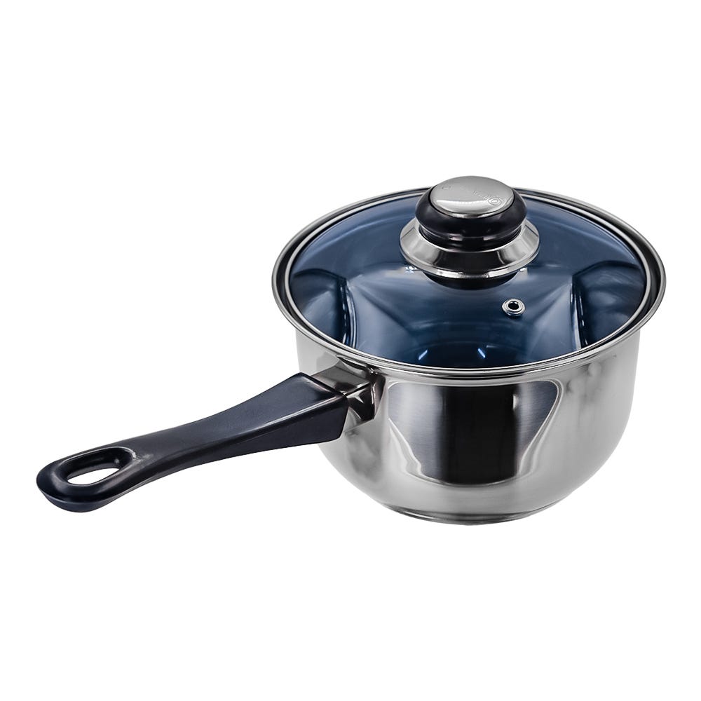 Hervidor de leche de acero inoxidable con tapa de vidrio 1.5 litros azul A05 Qualité