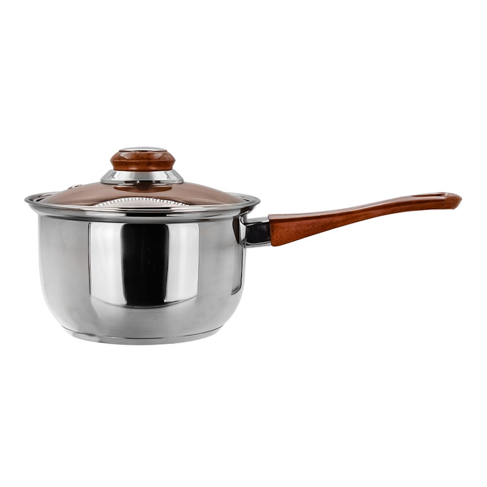 Hervidor de leche de acero inoxidable con tapa de vidrio 1.5 litros marrón A05 Qualité