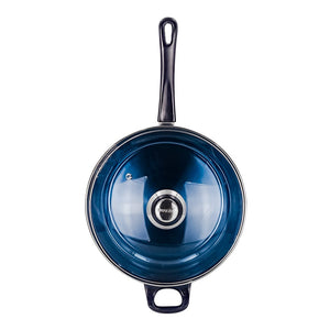 Sartén de acero inoxidable con tapa de vidrio 2.1 litros azul A06 Qualité