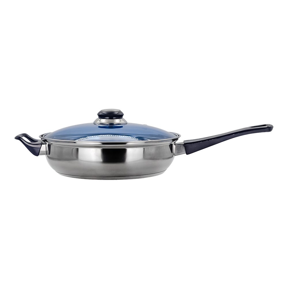 Sartén de acero inoxidable con tapa de vidrio 2.1 litros azul A06 Qualité – vista 3
