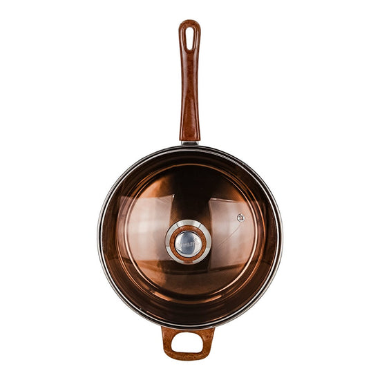 Sartén de acero inoxidable con tapa de vidrio 2.1 litros marrón A06 Qualité
