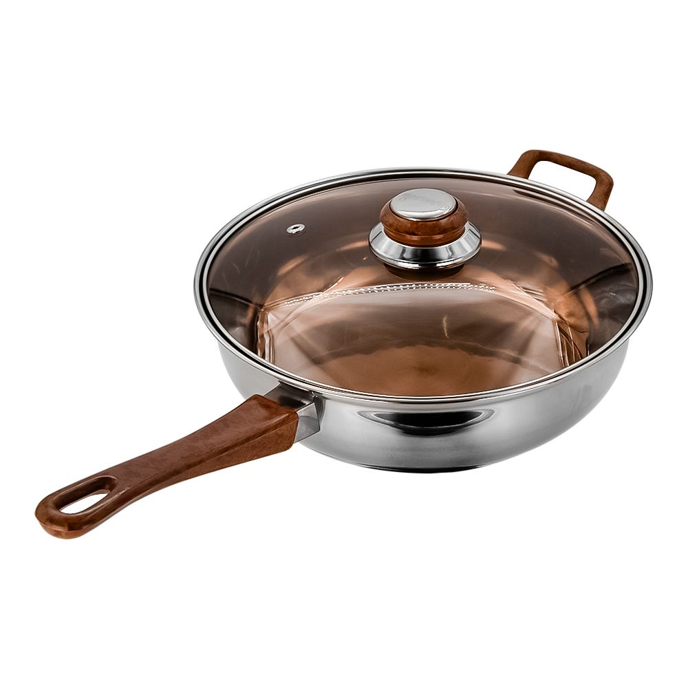 Sartén de acero inoxidable con tapa de vidrio 2.1 litros marrón A06 Qualité – vista 3