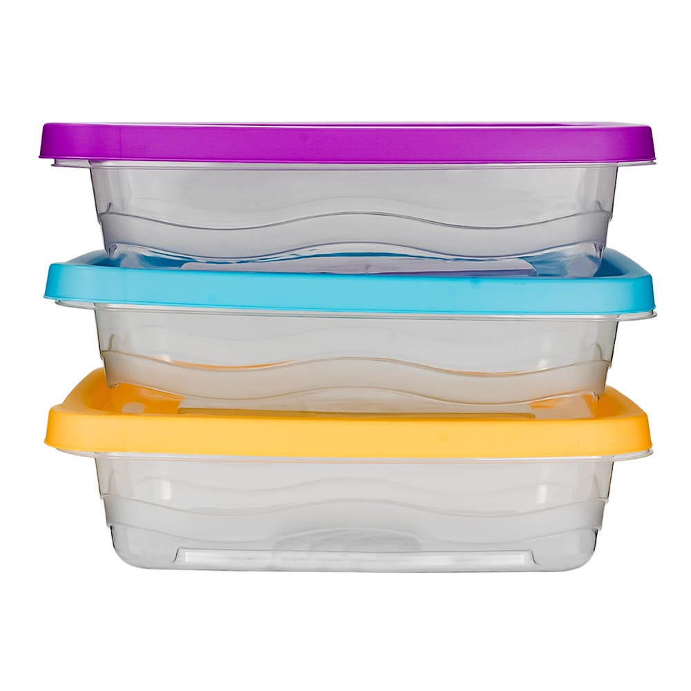 Juego de 3 contenedores rectangulares de plástico 800 ml varios colores 200-8034-RBW Home Sweet Home