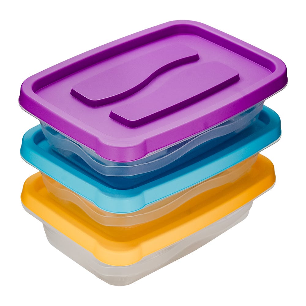 Juego de 3 contenedores rectangulares de plástico 800 ml varios colores 200-8034-RBW Home Sweet Home