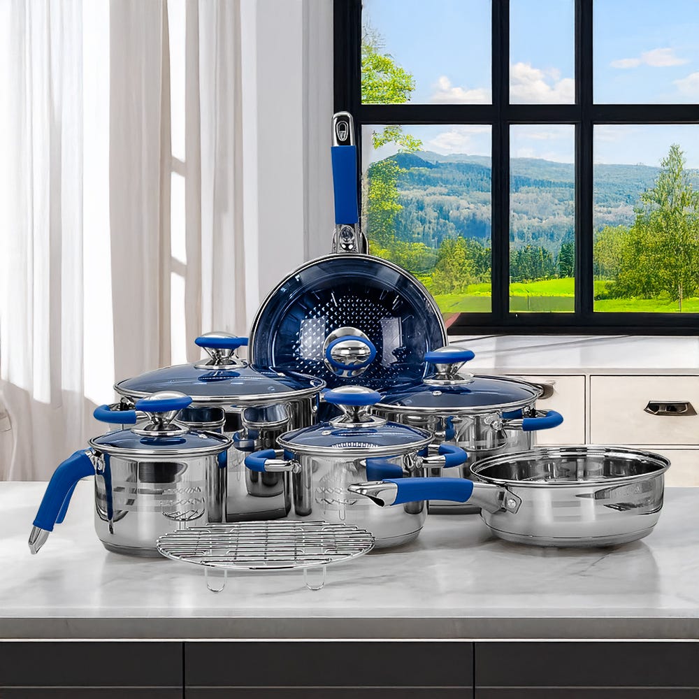 Batería de cocina de acero inoxidable 12 piezas acabado espejo ATA0227 Qualité