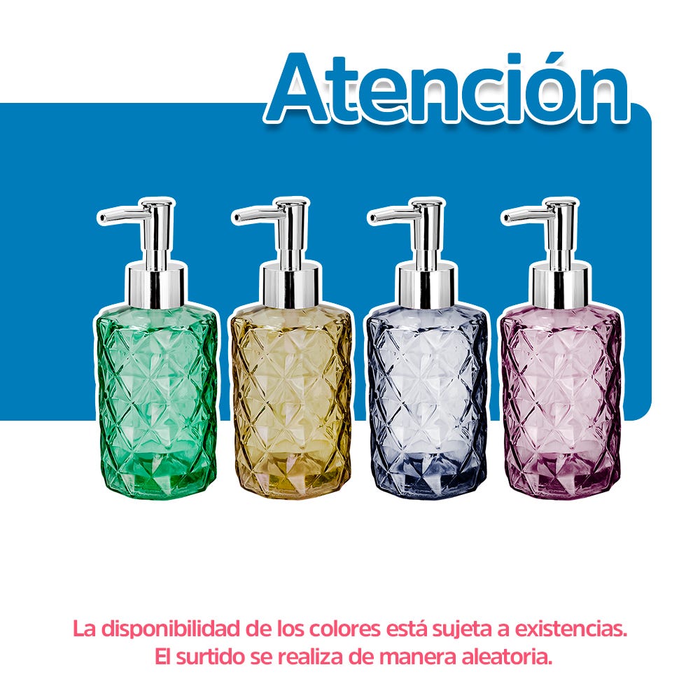 Dosificador de jabón líquido de vidrio 330 ml varios decorados ATALB001 Home Addict