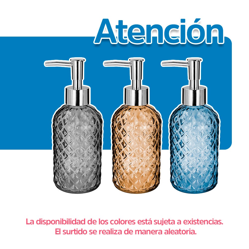 Dosificador de jabón líquido de vidrio 320 ml varios decorados ATALB009 Home Addict