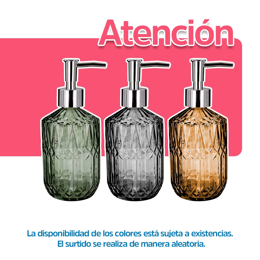 Dosificador de jabón líquido de vidrio 330 ml varios decorados ATALB010 Home Addict