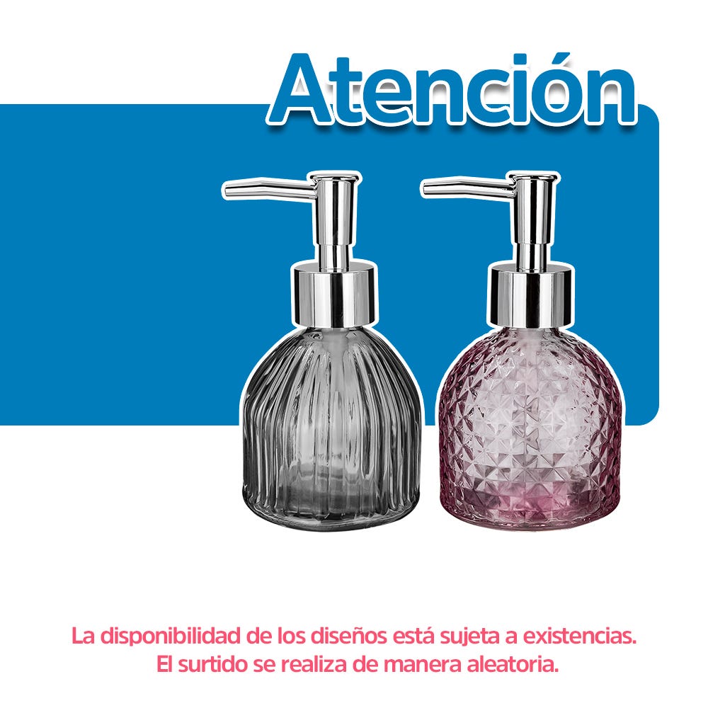 Dosificador de jabón líquido de vidrio 220 ml varios decorados ATALB011 Home Addict