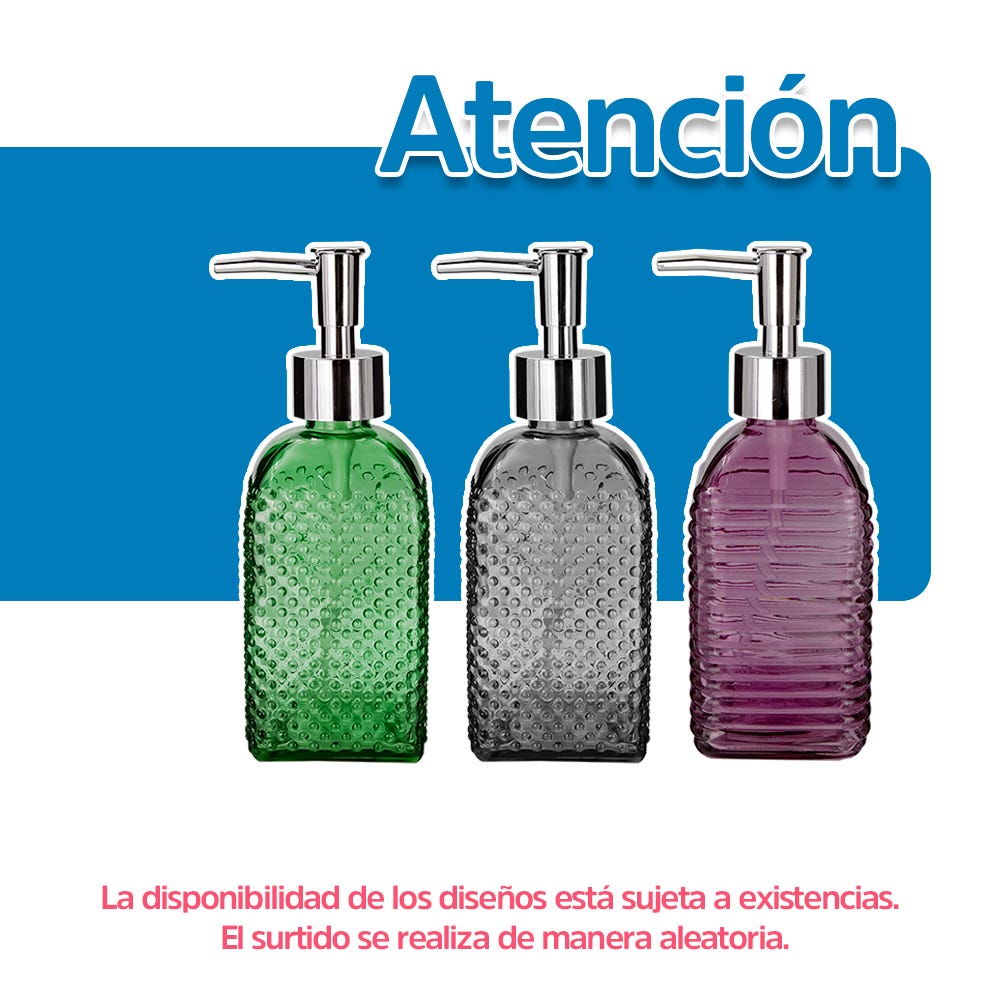 Dosificador de jabón líquido de vidrio 400 ml varios decorados ATALB013 Home Addict