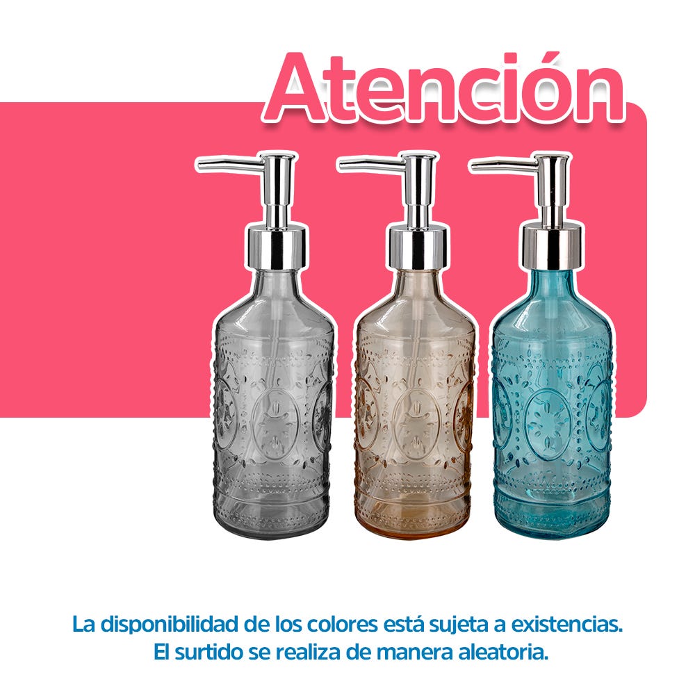 Dosificador de jabón líquido de vidrio 380 ml varios decorados ATALB015 Home Addict