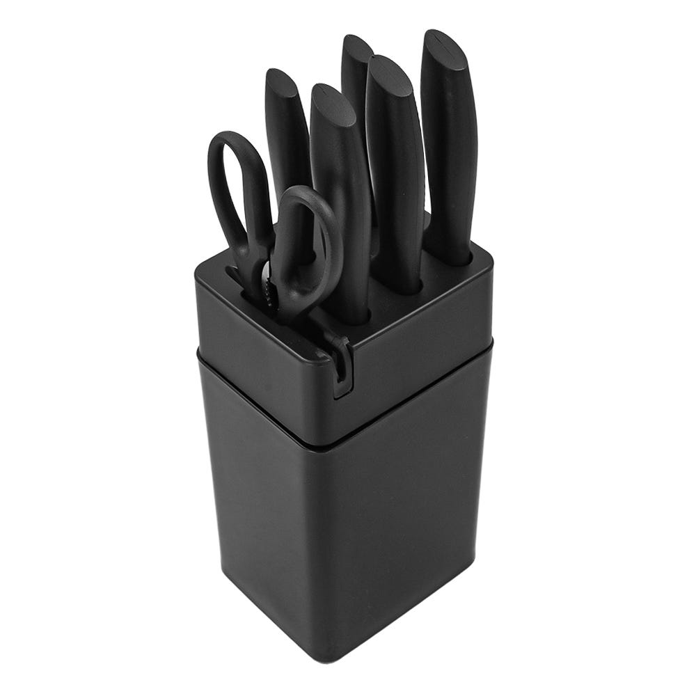 Juego de cuchillos y tijeras con revestimiento antiadherente negro LB-1237 Qualité