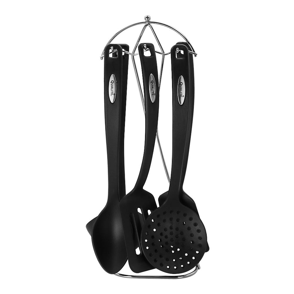 Juego de 5 utensilios de nylon con base cromada ATS-606 Qualité