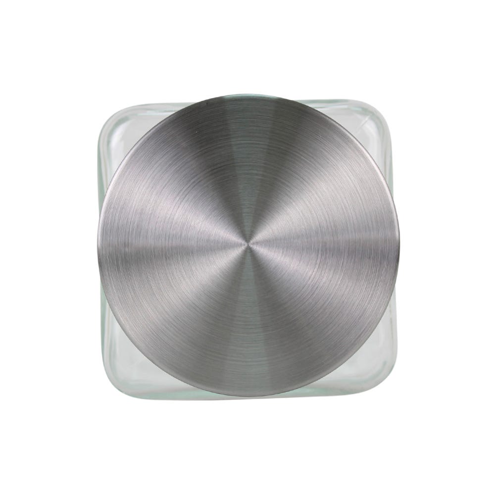 Set de 4 recipientes de vidrio con tapa cromada