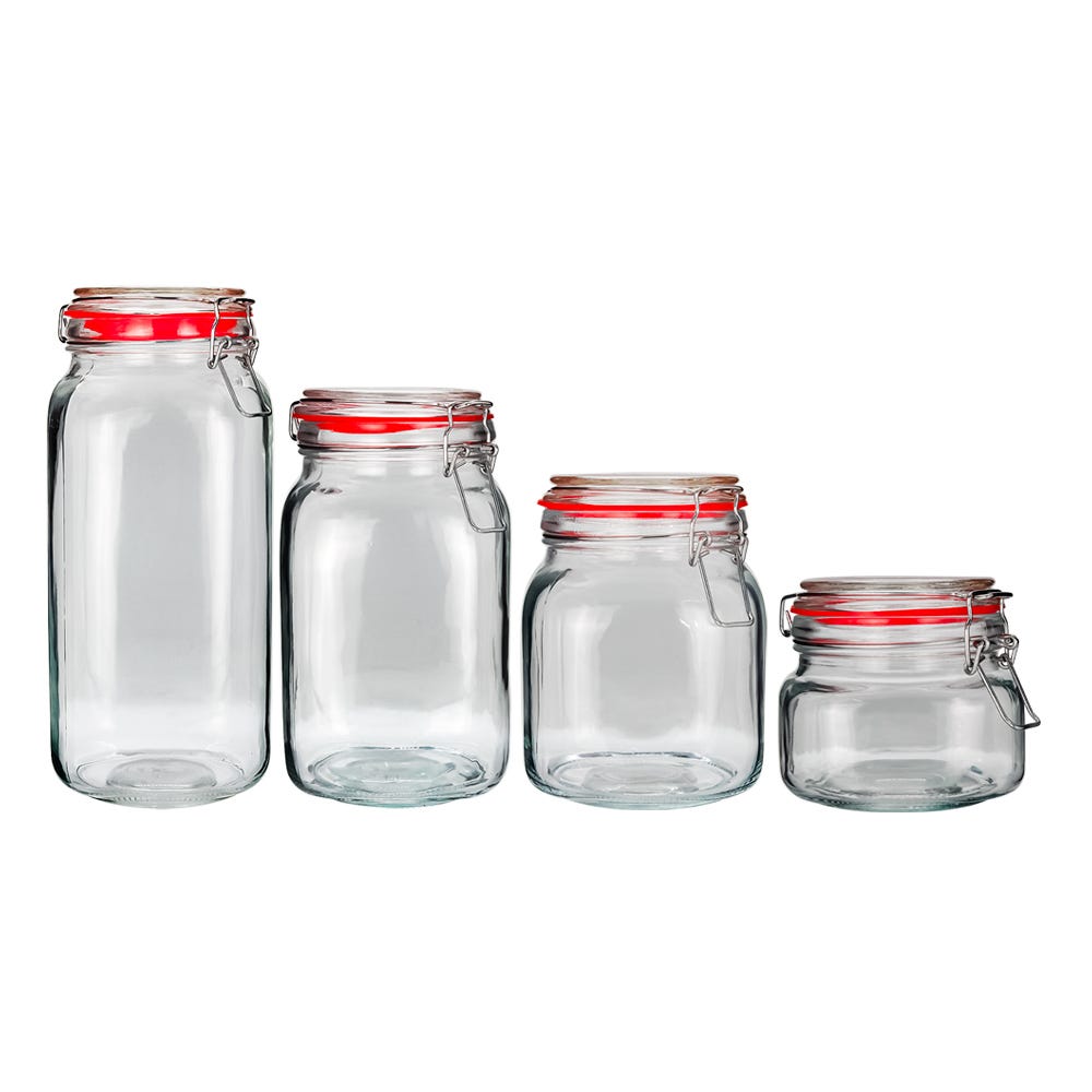 Set 4 recipientes de vidrio con tapa hermética