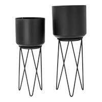 Juego de 2 maceteros de acero inoxidable negro 22871 Qualité