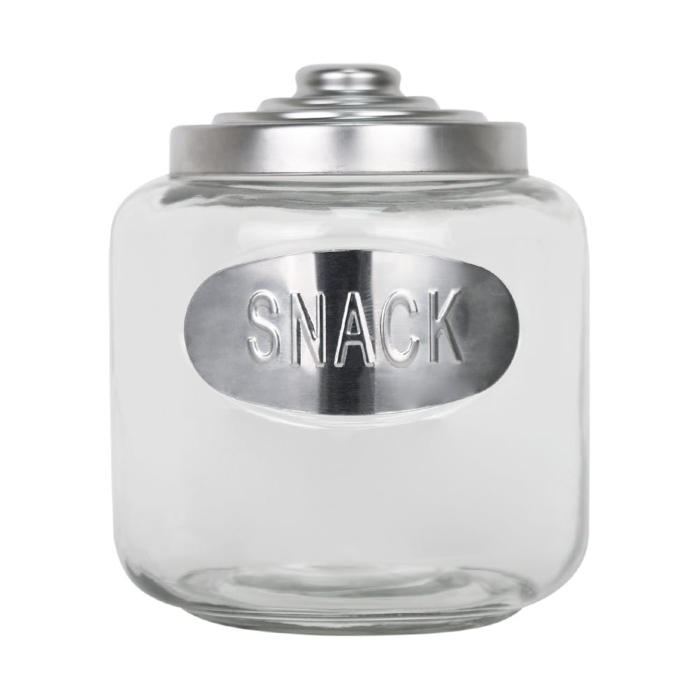Contenedor de vidrio con tapa cromada 20 cm