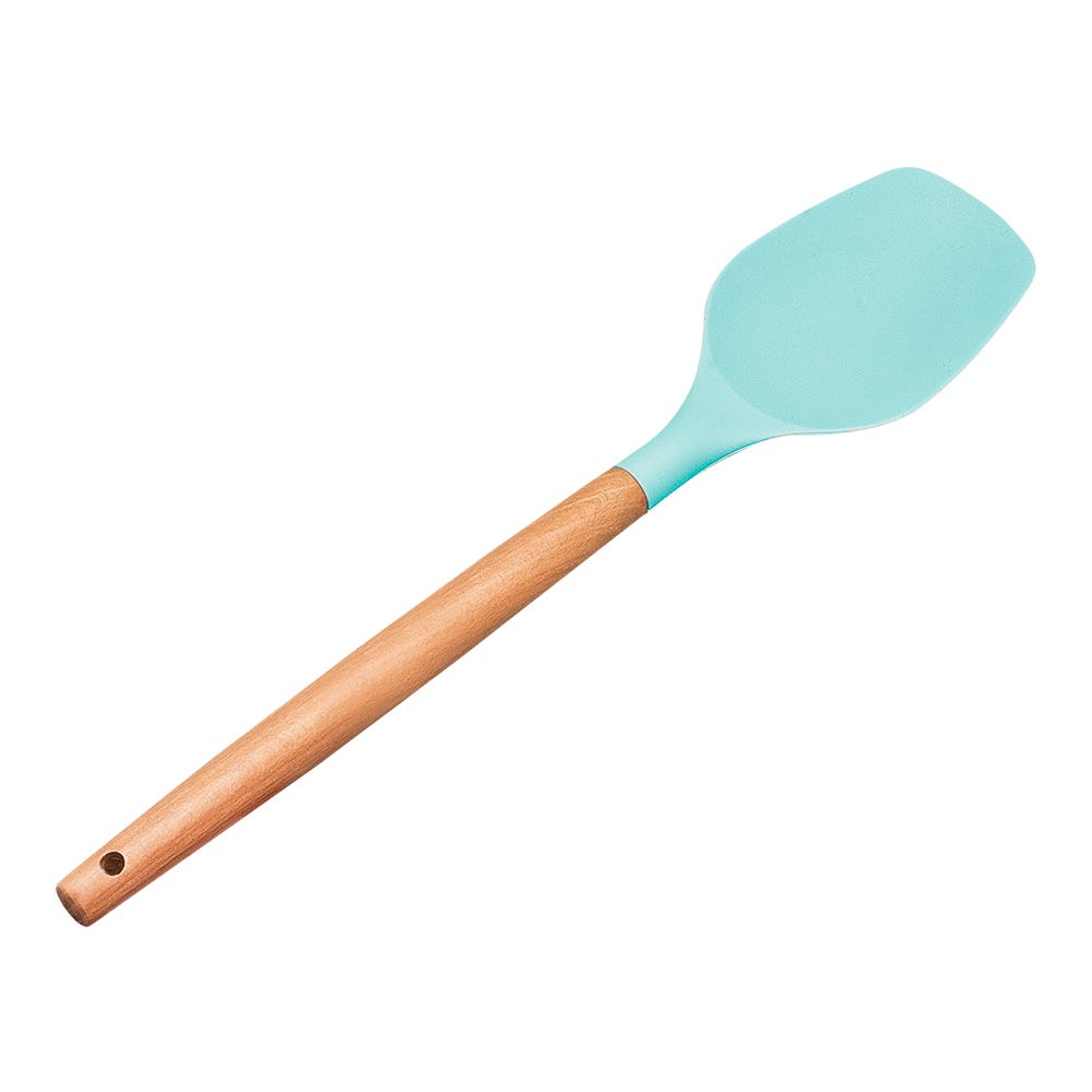 Cuchara plana de madera y punta de silicón varios colores ATU04A Home Sweet Home