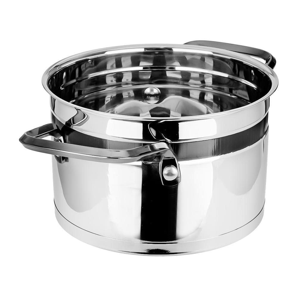 Cacerola de acero inoxidable acabado espejo con tapa de vidrio 1.700 litros SS16 Qualité Premium