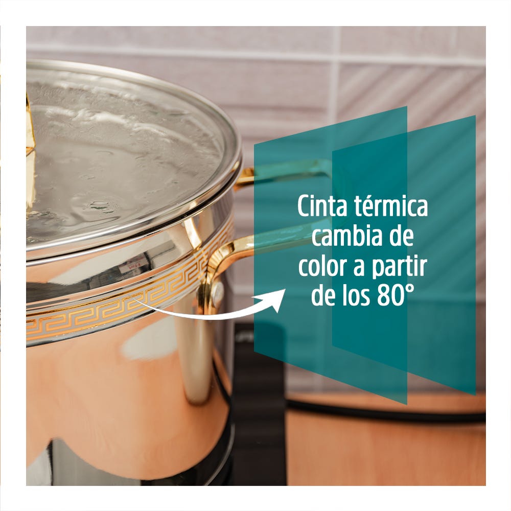 Cacerola de acero inoxidable acabado espejo con tapa de vidrio 6 litros SS-24 Qualité Premium