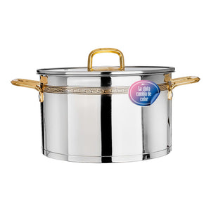 Cacerola de acero inoxidable acabado espejo con tapa de vidrio 7.900 litros SS26 Qualité Premium