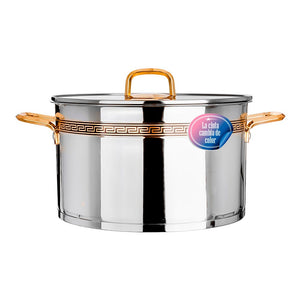 Cacerola de acero inoxidable acabado espejo con tapa de vidrio 9 litros SS28 Qualité Premium