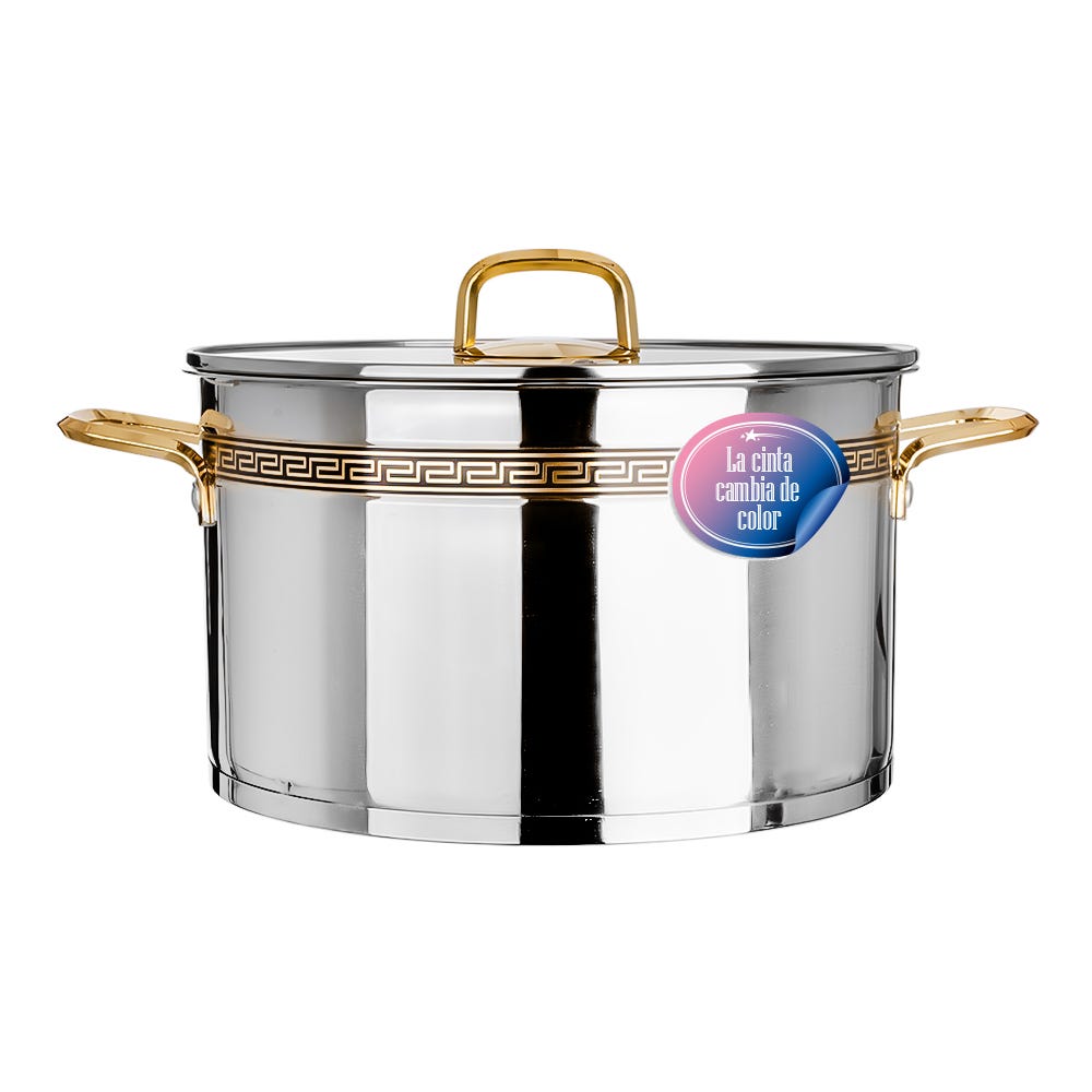 Cacerola de acero inoxidable acabado espejo con tapa de vidrio 12 litros SS-30 Qualité Premium