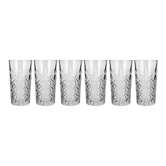 Juego de 6 vasos de vidrio con relieve 280 ml BM809BLC G-HORSE