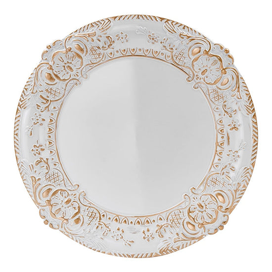 Plato base de plástico blanco con borde dorado AP05 Home Sweet Home