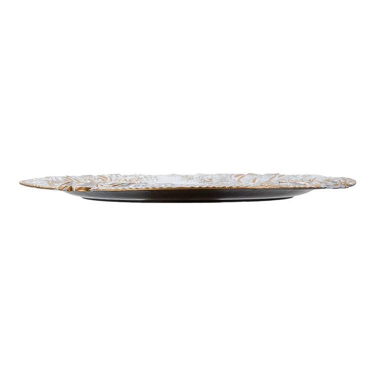 Plato base de plástico blanco con borde dorado AP05 Home Sweet Home