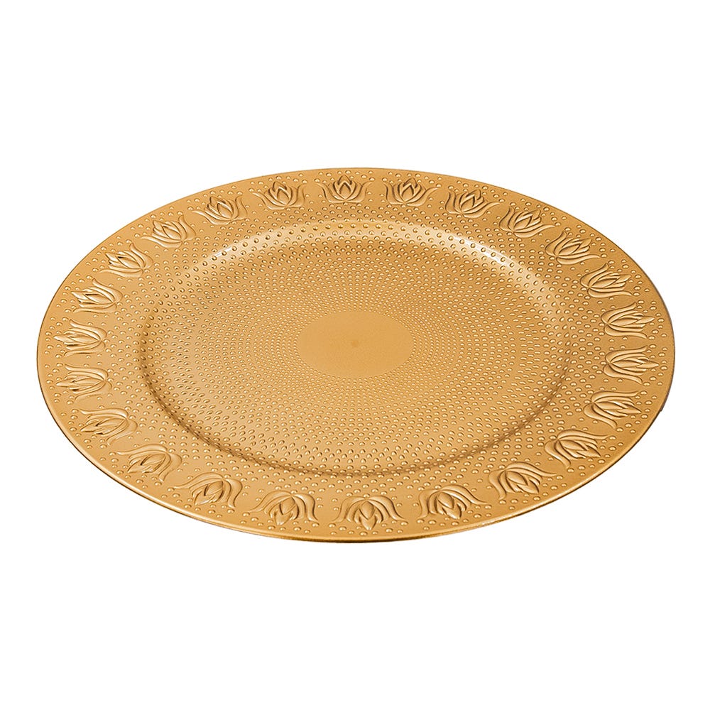 Plato base de plástico dorado AP38 Home Sweet Home