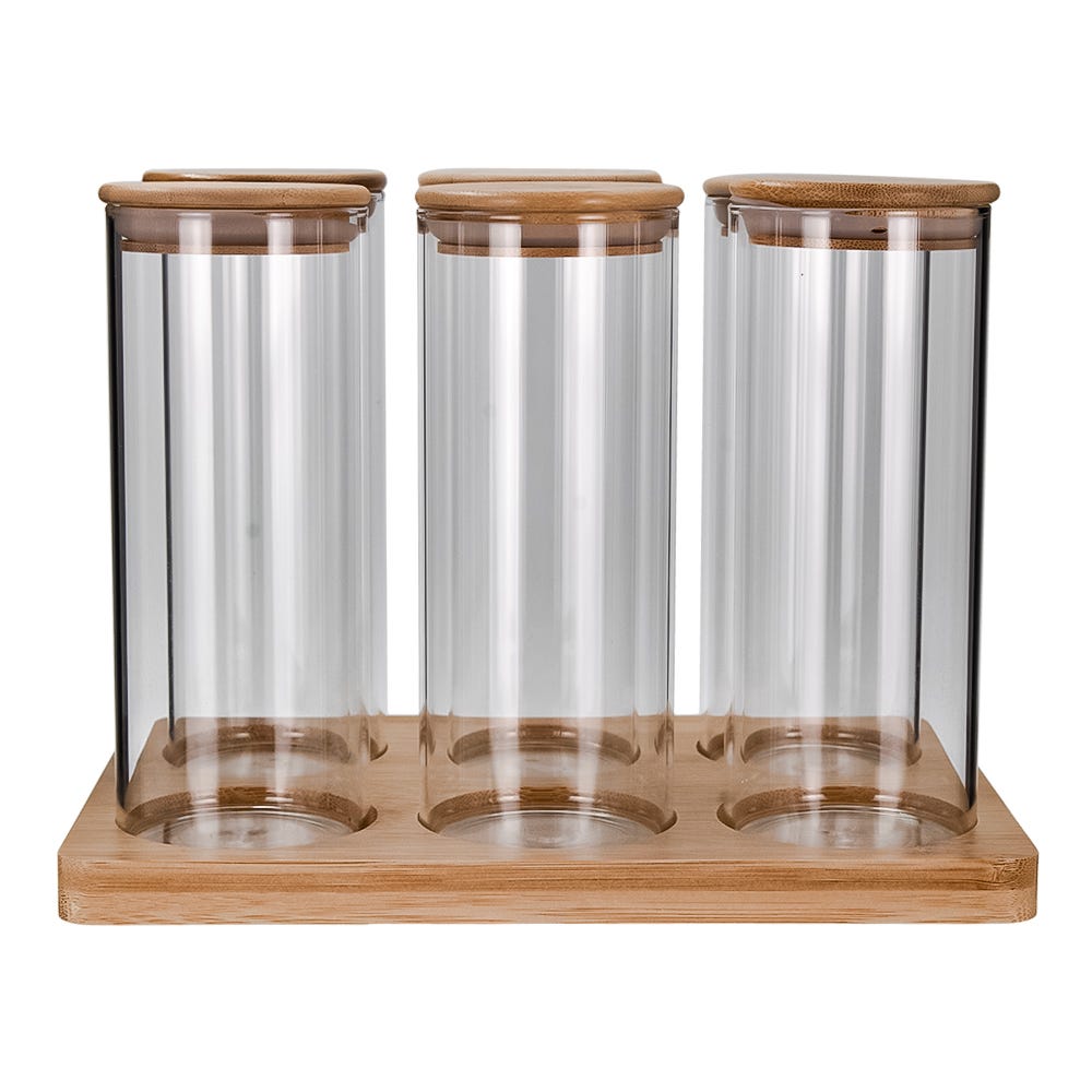 Juego de 6 frascos de borosilicato con tapa y base 330 ml 24SGPG6YTP-1 Home Sweet Home